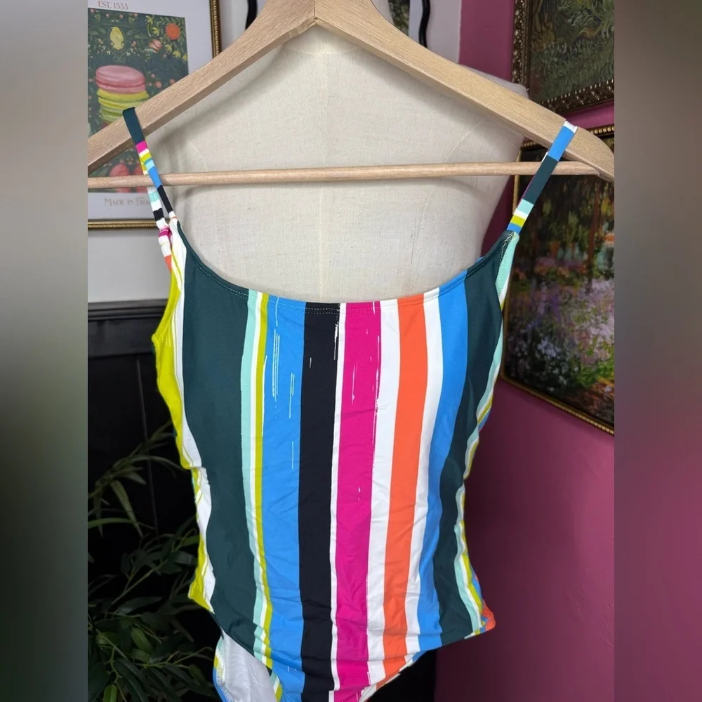 NWT Anne Cole Women’s Clearwater Colorful Stripe One Piece Swimsuit Sz 6